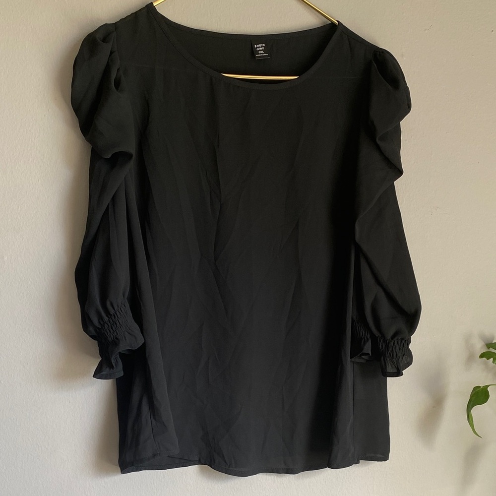 SHEIN Black and Gray Women's Blouses